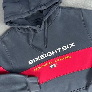 686 Hoodie Mens Large Blue Technical Apparel Heavyweight Snowboard MTB Moto